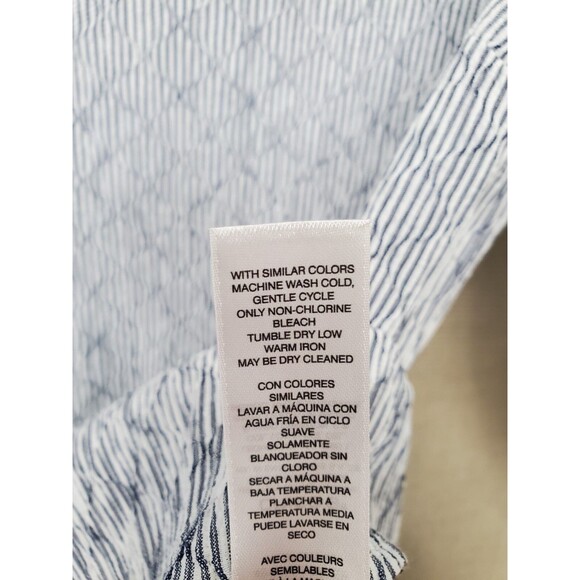 Chico's Cotton Blend Diamond Textured Split Neck Roll-Tab Sleeve Tunic Size 2 L - Picture 7 of 8